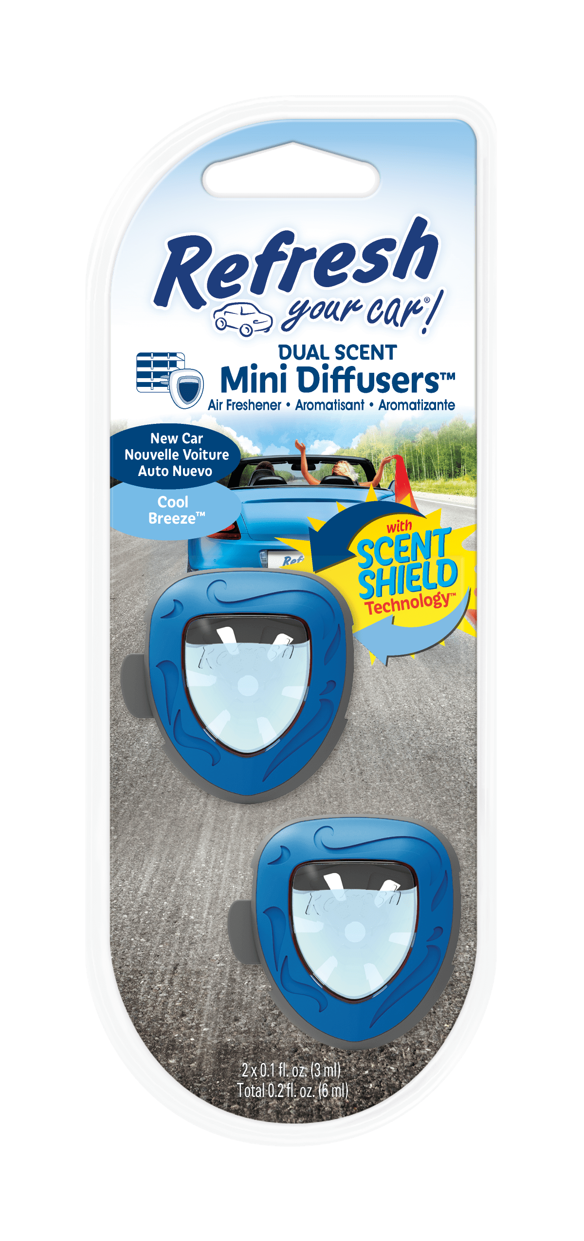 Refresh Your Car! Air Freshener, New Car/Cool Breeze, 2 Pack