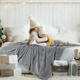 thumbnail image 3 of PiccoCasa Luxury Fleece Bed Blanket Woven Mesh Light Gray 66"x90", 3 of 8