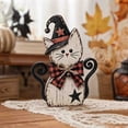 thumbnail image 3 of syligr Wooden Black Cat Figurine for Halloween Decorations, Black Cat Ornament for Mantel Shelf, Vintage Halloween Decor for Table Centerpiece, Home Party Decor Gift, 8Inch, 3 of 6