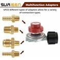 thumbnail image 4 of 0-20 PSI Adjustable High Pressure Propane Regulator Valve Kit, QCC1/Type1 Regulator Valve Kit with 1/8" NPT Male to 1/4" & 3/8" Male Flare Fitting, 1/4" & 5/16" Hose Barb Connector, 4 of 7