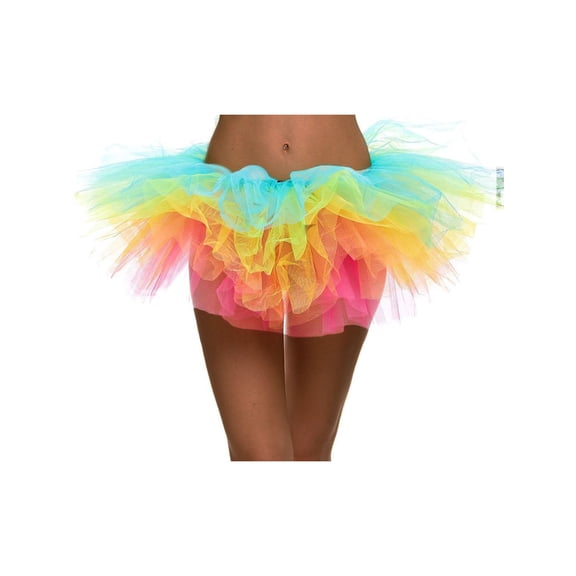 Women's Rainbow Classic 5-layered Tulle Tutu Halloween Skirt Dance Petticoat