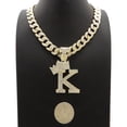 thumbnail image 3 of iJewelry2 Kings and Queens Crowned Initial Letter K Crystals Pendant Gold-tone Cuban Linked Chain Necklace, 3 of 3