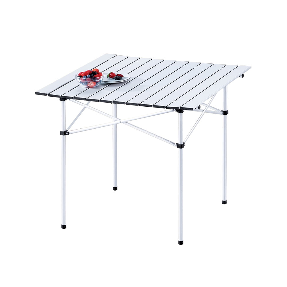 Portable Outdoor Folding Picnic 27-1//2/" Collapsible Round Table w 4 Cup Holders