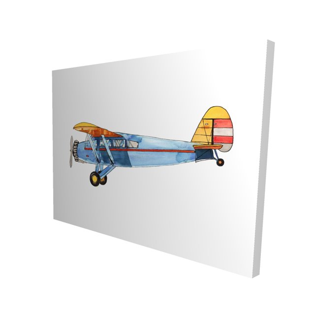 Petit Avion Bleu - Toile 36"x48 Pouces - Impression à la Demande