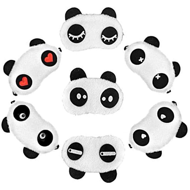 Conjunto de 7 parches para los ojos Cute Panda Soft Fluffy para fiesta de pijamas oso de fresa Electrónica