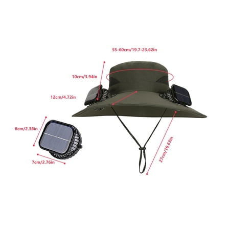 Specollect 1 Pcs Solar Fan Hat for Men with Wide Brim Sun Protection Outdoor Fishing Hiking Beach Summer Hat with Rechargeable Cooling Fan