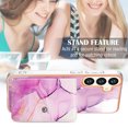 thumbnail image 6 of For Samsung Galaxy S24 Plus Marble Patterned Case with Card Holder, Back Folio Kickstand PU Leather + Soft Crystal Bumper Edge, Magnetic Clasp Back Cover For Samsung Galaxy S24 Plus,Darkpurple, 6 of 7