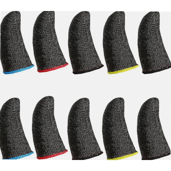 10 Pcs PUBG Mobile Finger Sleeve Breathable Finger Sleeves for Gaming Sweatproof Touch Screen Finger Glove Non-slip Ultra-thin Silver Fiber Finger Sleeves for Android Ios Mobile Games