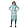 thumbnail image 2 of Moomaya Printed Straight Hem Kurta Tunic For Women Mandarin Collar Kurti Summer Wear, 2 of 6
