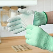 2 Pairs Evridwear Cut Resistant Gloves with Silicone Grip Dots ( Green+Gray,L)