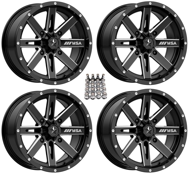 MSA M41 Boxer ATV Wheels/Rims Milled 14" Honda Rincon Yamaha Rhino