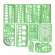 thumbnail image 1 of Geometric Drawings Templates, Drafting Stencils Measuring Tools, Plastic Clear Green Ruler Shapes For Architecture, Office, Studying, Designing And Bu, 1 of 5