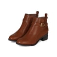 thumbnail image 5 of Breckelles Capital-23 New Women PU Chunky Heel Buckle Riding Ankle Bootie, 5 of 5