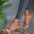 thumbnail image 5 of Mepaouo Women's Low Block Heel Dress Sandals Ankle Strap Open Toe Glitter Casual Walking Heels Shoes, 5 of 8