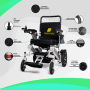 Fold And Travel Lightweight Foldable Remote Control Portable Electric Power Wheelchair - Gold Frame, Black Seat