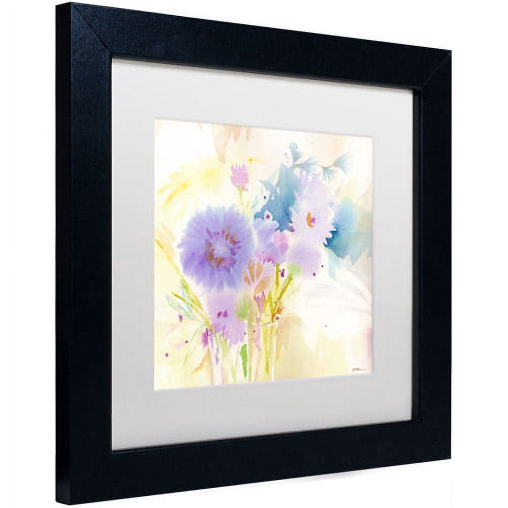 Trademark Fine Art "Mixed Blue Bouquet" Canvas Art by Sheila Golden, White Matte, Black Frame