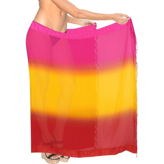 HAPPY BAY Women's Summer Beachwear Sarong Swimsuit Coverups Chiffon Long Beach Tie Wraps Skirt Swim Cover up Sheer Scarf Bathing Suit One Size Peach, Plain