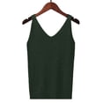 thumbnail image 2 of SELONE Womens Knitted Tank Top V Neck Sleeveless Sweater Wide Strap Basic Pullover Soild Vacation Outfits Green Free Size, 2 of 5