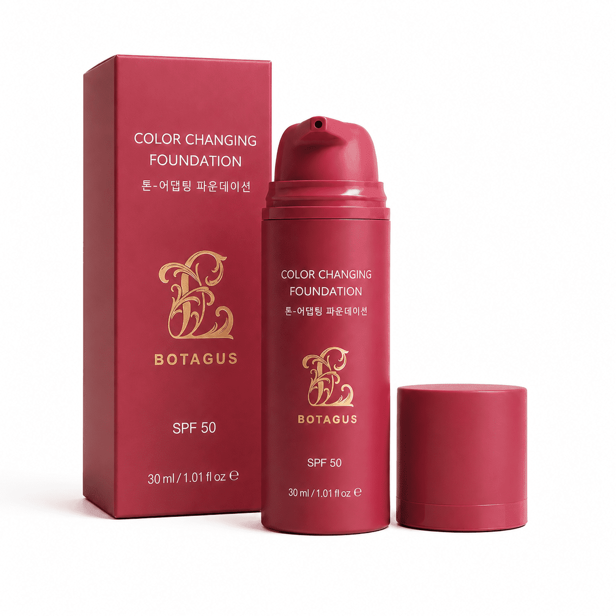 Korean Color Changing Foundation – Skin Tone Adapting Liquid Foundation for Ladies, Naturally Self-Toning Light Coverage, Conceals Blemishes and Fine Lines,Suitable for All Skin Types, 1.01 Fl Oz