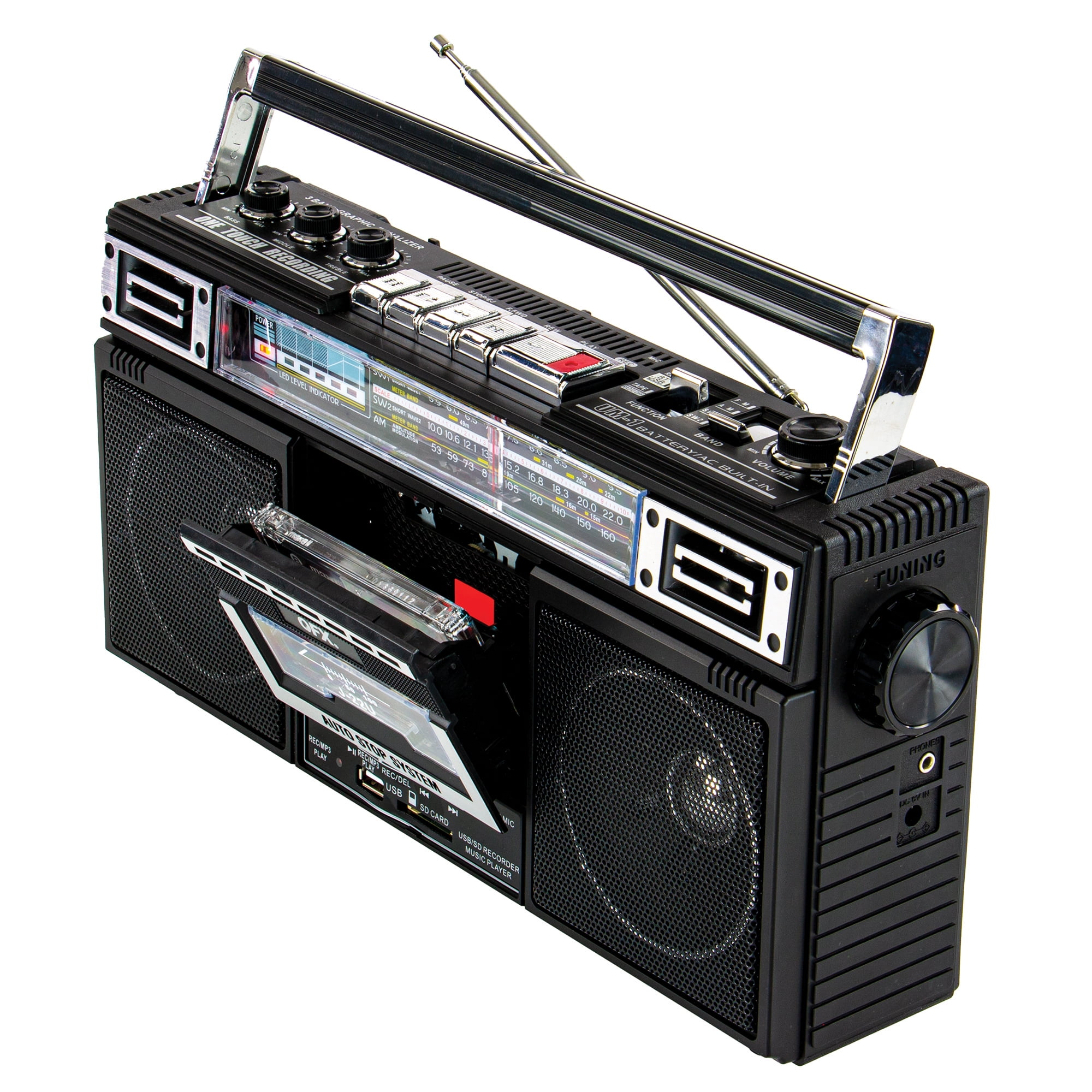 QFX J-220BT cassette AM/FM/SW radio Bluetooth boombox with USB recording QFX J-220BT cassette AM/FM/SW radio Bluetooth boombox with USB recording