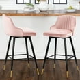 thumbnail image 2 of Swivel Bar Stool with Low Back Set of 2, 29 Inch Counter Bar Height Stool Velvet Upholstered Armless Heavy Duty Bar Chair for Kitchen Island Dining Room, Pink, 2 of 9