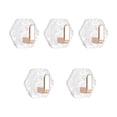 thumbnail image 2 of Sokhug Water Ripple Adhesive Hooks - No-Drill Hexagonal Hooks for Bathroom, Kitchen, 5-Pack, 2.5in, Gold, 2 of 6