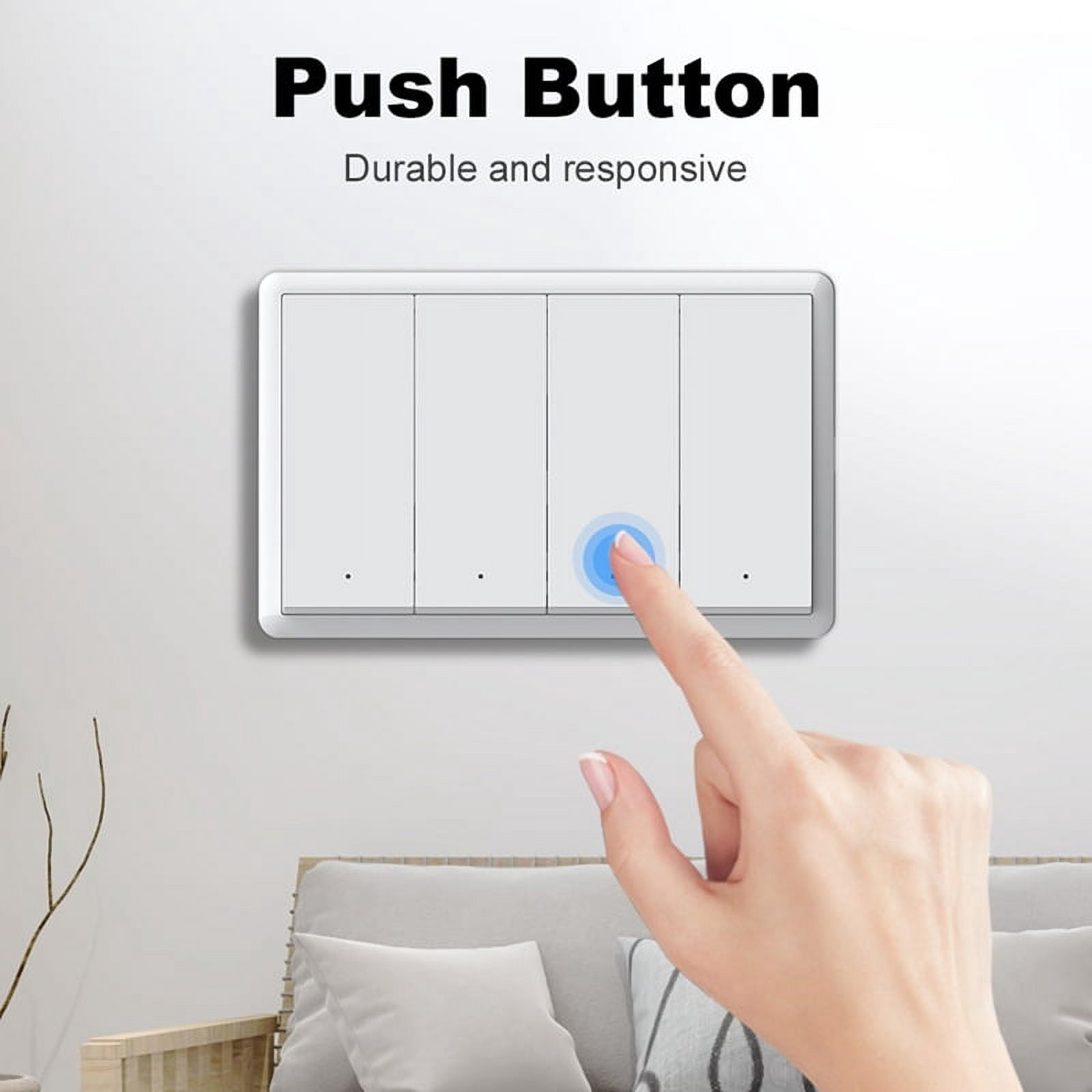 Tuya ZigBee Smart Switch Neutral Wire Optional Intelligent US Wall Button Light Switch AC100-240V for  4Gang