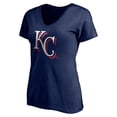 thumbnail image 2 of Women's Navy Kansas City Royals Red White and Team V-Neck T-Shirt, 2 of 3