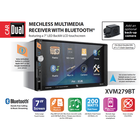 Dual Electronics XVM279BT 6.2-inch LED Backlit Multimedia Touch Screen Double DIN Car Stereo Receiver with Siri/Google Voice Assist &