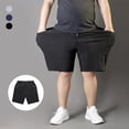 thumbnail image 3 of Summer Zipper Pockets Elastic Band Shorts High Elasticity Washable Pants for Fitness Gym Wear, 3 of 5