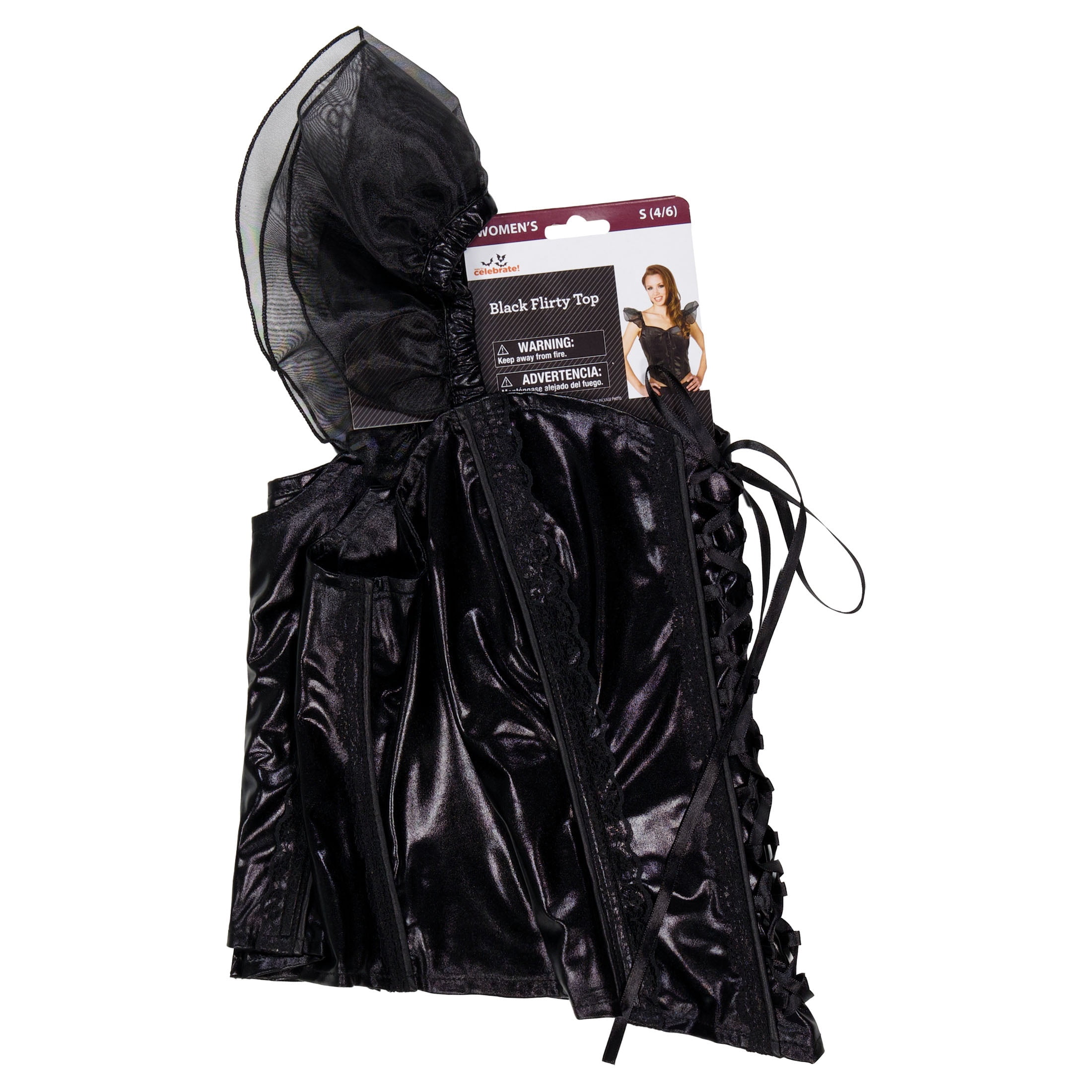 Flirty Top Costume Accessory for Adults, Black, S (4/6), Halloween by Way To Celebrate
