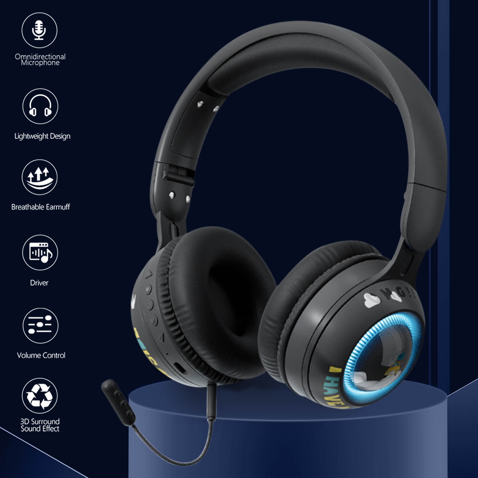 On-Ear Headphones Wired with Mic — Noise Isolating Plug in Headphones, Computer Headphones with Microphone, Headphones for Laptop, Headphones Corded, Headphones with Cord (Aux Jack 3.5mm) - Black