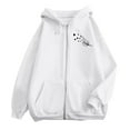 thumbnail image 4 of Holzkary Hoodies for Women Full Zip Up Loose Sweatshirts Jackets Women's Fashion Casual Letter Print Sweatshirt with Zipper Casual Comfy Gym Tops Fall Outfits Winter Clothes 2025 White Xxl, 4 of 5