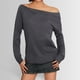 thumbnail image 2 of Blusa de manga larga con hombros descubiertos para mujer - Camiseta informal de verano de color liso, 2 of 6