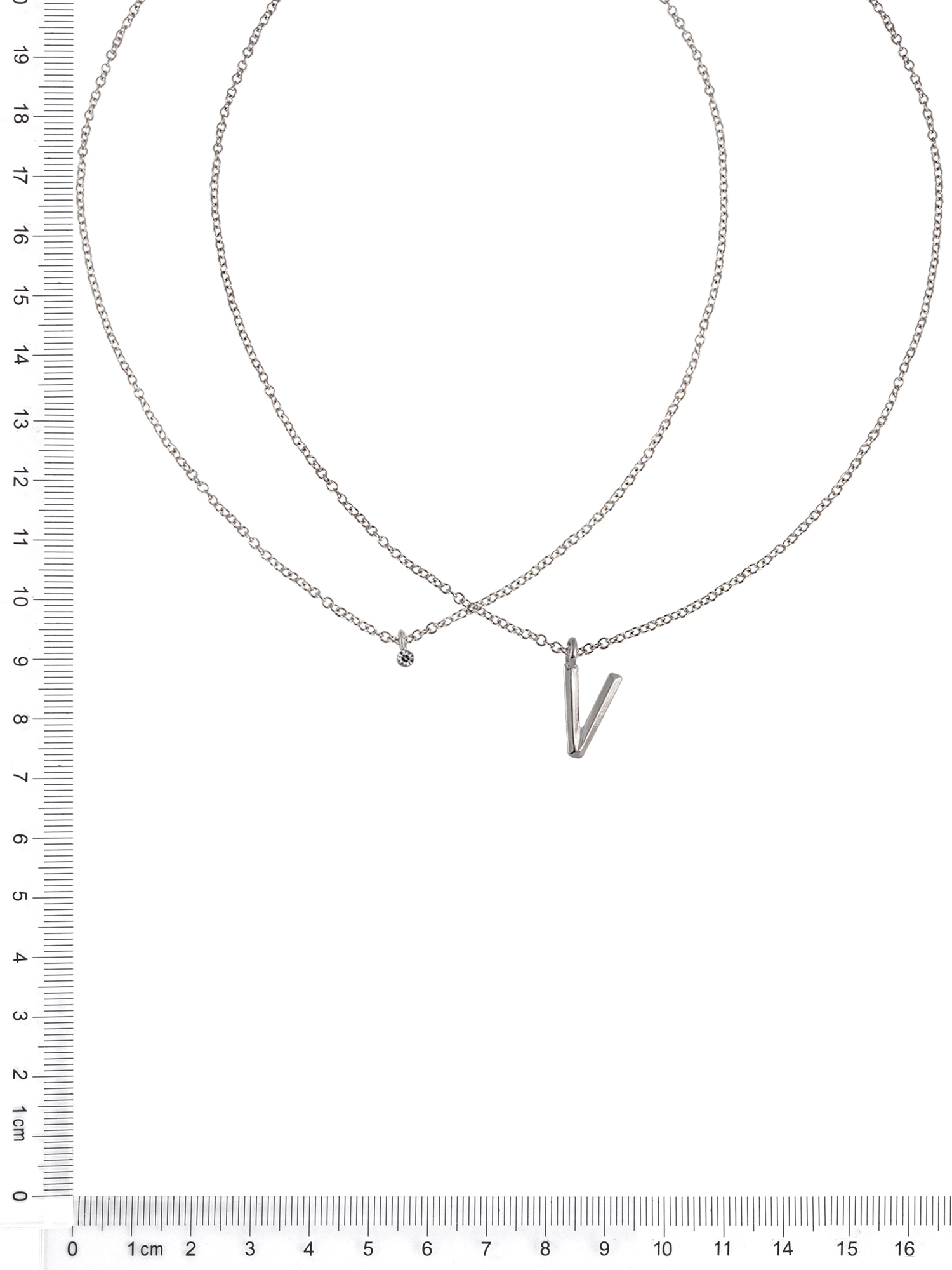 Time and Tru Silvertone Rolo Chain 2 Row Initial "V" Pendant Necklace