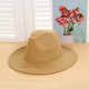 thumbnail image 1 of Sombrero de ala grande de fieltro de lana Simple para hombres y mujeres, sombrero de cadena de lana de estilo británico, sombrero de Jazz Retro clásico, moda de otoño e invierno, 1 pieza, 1 of 4