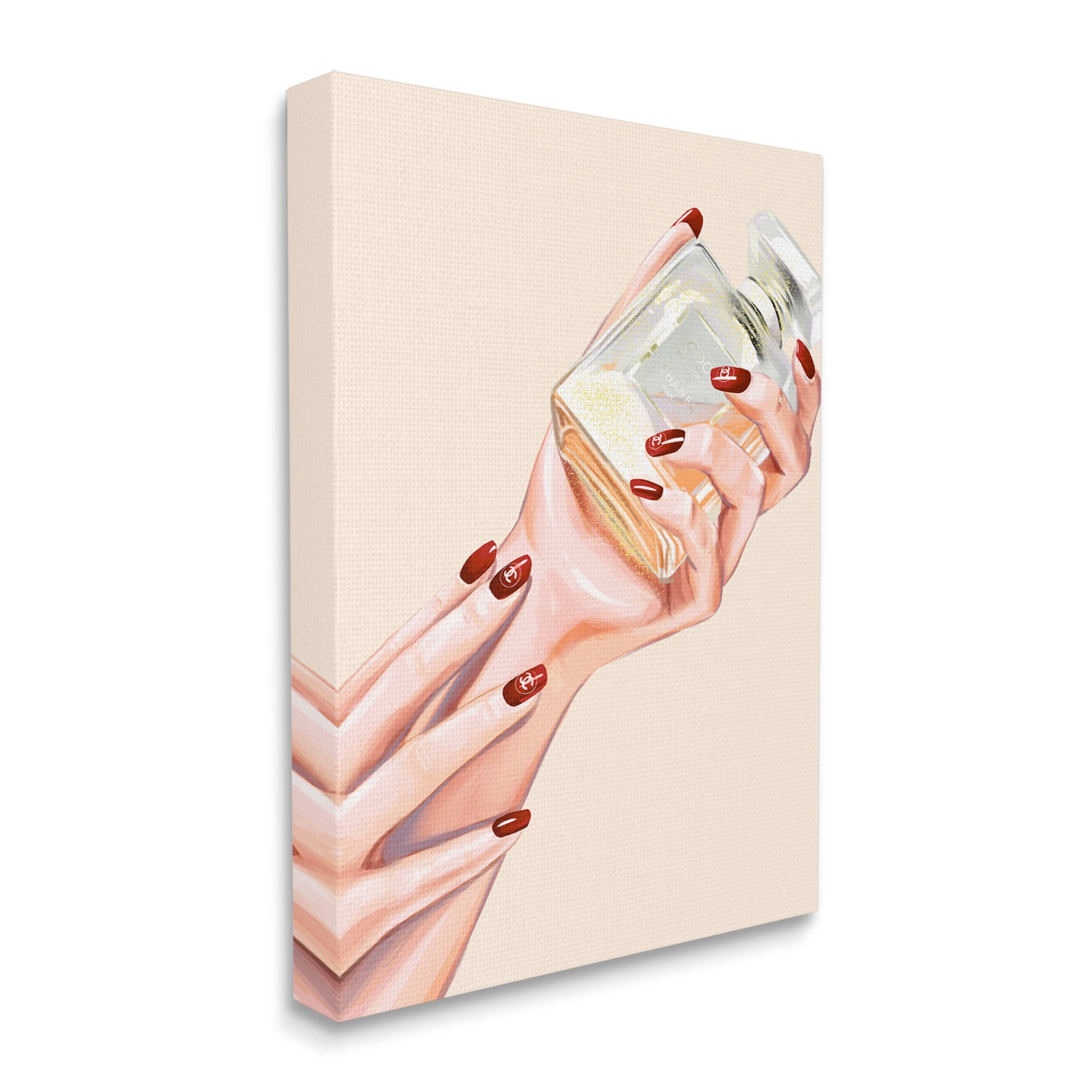 Stupell Industries Chic Red Nail Polish Holding Perfume Bottle Canvas Wall Art, 30 x 40, Design by Ziwei Li