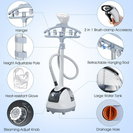SANCUSTO 1350W Standing Garment Steamer Clothes, Powerful 30g/min