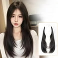 thumbnail image 3 of SharkTRUE Extension de Cheveux Synthétique à Clip 50cm Perruque Courte Droite avec Clips Perruque en V une Pièce pour Femmes Queue Légèrement Roulée, 3 of 8