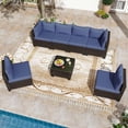thumbnail image 5 of LAUSAINT HOME 7 Pieces Patio Conversation Set, Outdoor Sectionals with 6 Chairs and 1 Coffee Table, Blue Cushions, 5 of 8