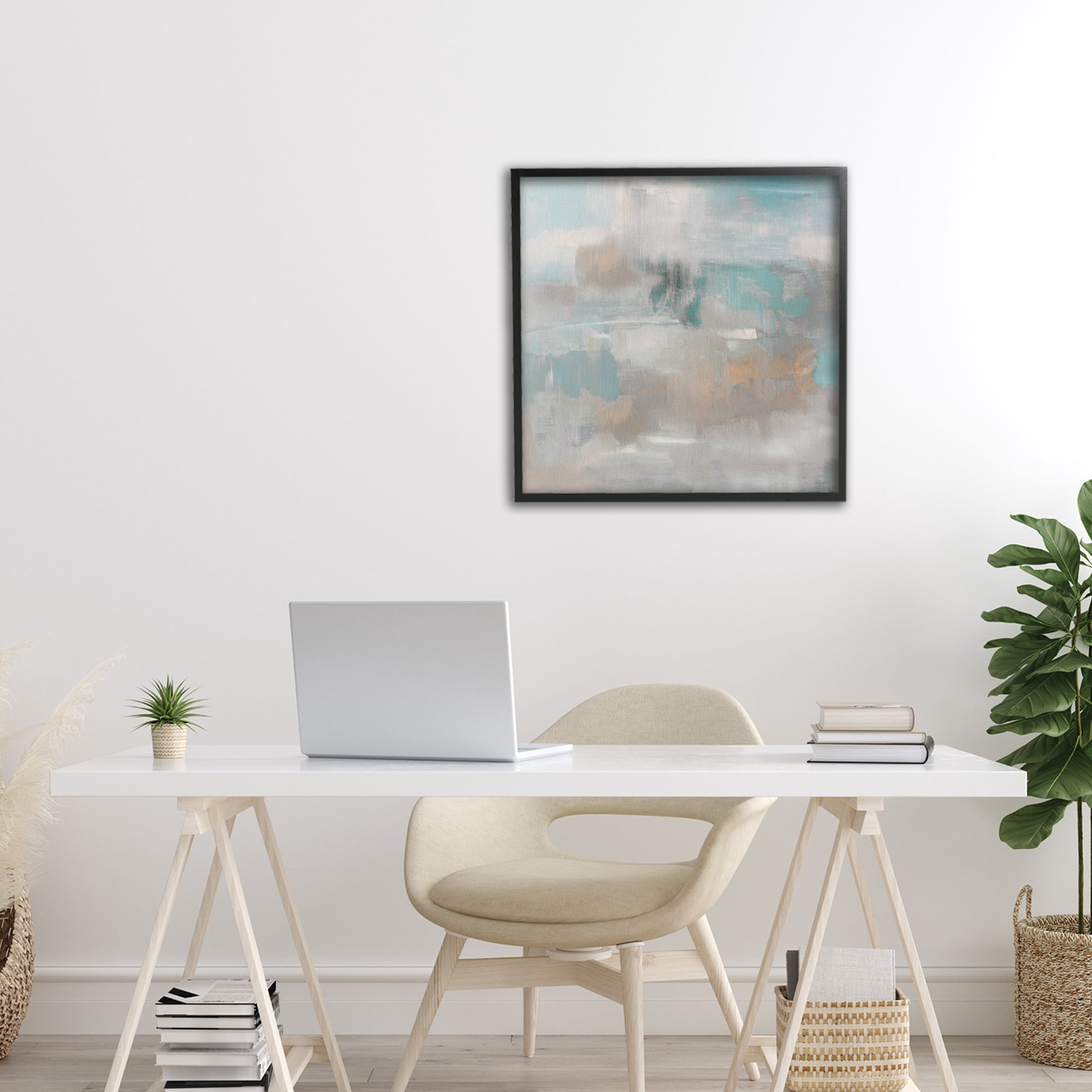 Stupell Industries Serene Soft Abstract Study Black Framed Giclee Art, design by Sally Swatland