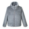 thumbnail image 4 of KAUOD Girls Full Zipper Mock Neck Jackets Fleece Soft Christmas Winter Coats Kids Long Sleeve Warm Plush Outwear with Pockets, 4 of 4
