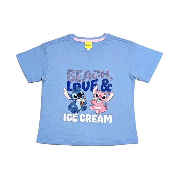 Playera Lilo y Stitch Para Niña Manga Corta Estampado Talla 2 Azul