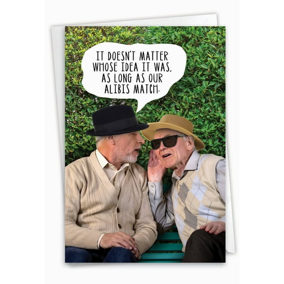 NobleWorks Funny Birthday Greeting Card with 5 x 7 Inch Envelope (1 Card) Bday Men Matching Alibis C7954BDG