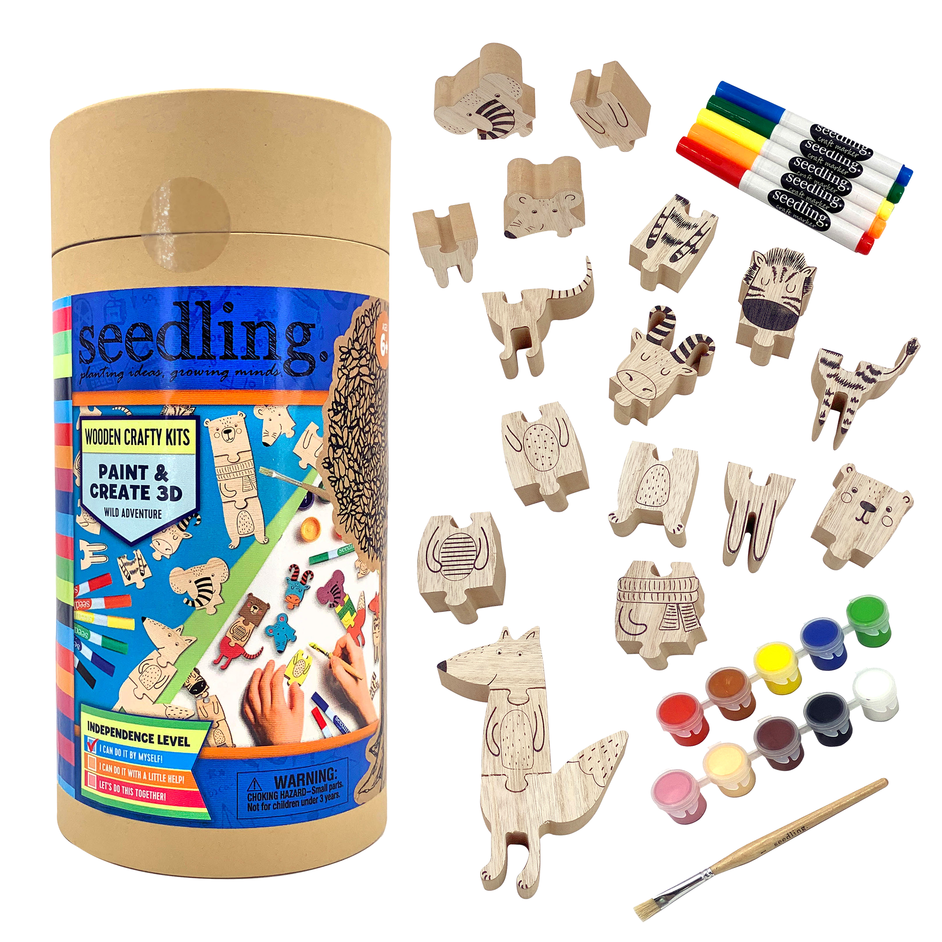 Seedling Wooden 3D Animal Painting Arts and Crafts Kit for Kids Ages 6