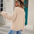 thumbnail image 5 of Clearance under $5 JINMGG 2023 Fall Winter Plus Size Sweaters for Women Clearance,Women's Solid Round Neck Top Long Sleeved Sweater Tassel Sweater Round Neck Sweater, 5 of 6