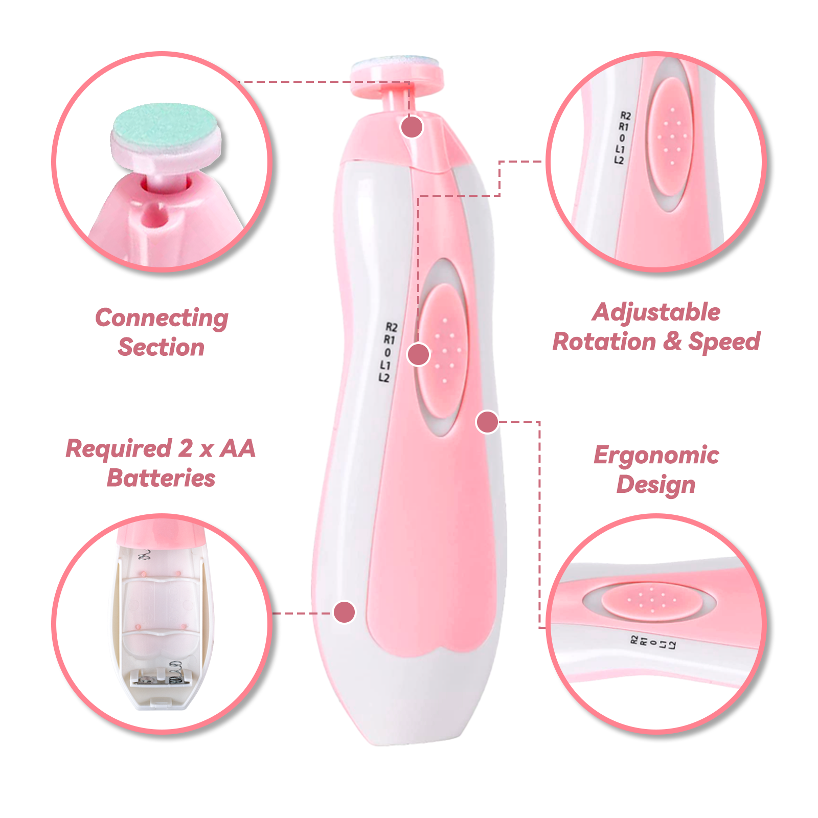 Qunlions Life 6-Piece Electric Baby Nail Trimmer Kit photo 2