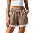 thumbnail image 2 of Lmueinov Womens Boho Shorts with Pockets 100% Cotton Elastic Waist Lace Tassel Trim Loose Fit 2026 Trendy Comfy Summer Beach Vacation Wear, 2 of 5