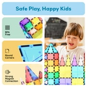 PicassoTiles 61PCS Magnetic Tiles – STEM Educational Construction Building Blocks, Creative Play & Brain Development Toy for Kids Kindergarten Toddler