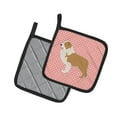 thumbnail image 2 of Carolines Treasures BB3622PTHD Red Border Collie Checkerboard Pink Pair of Pot Holders , 7.5HX7.5W, multicolor, 2 of 3